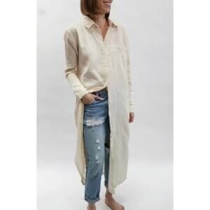 Atelier Delphine Augustina Overlay Shirt Dress Gauzy Cotton White Cream XS